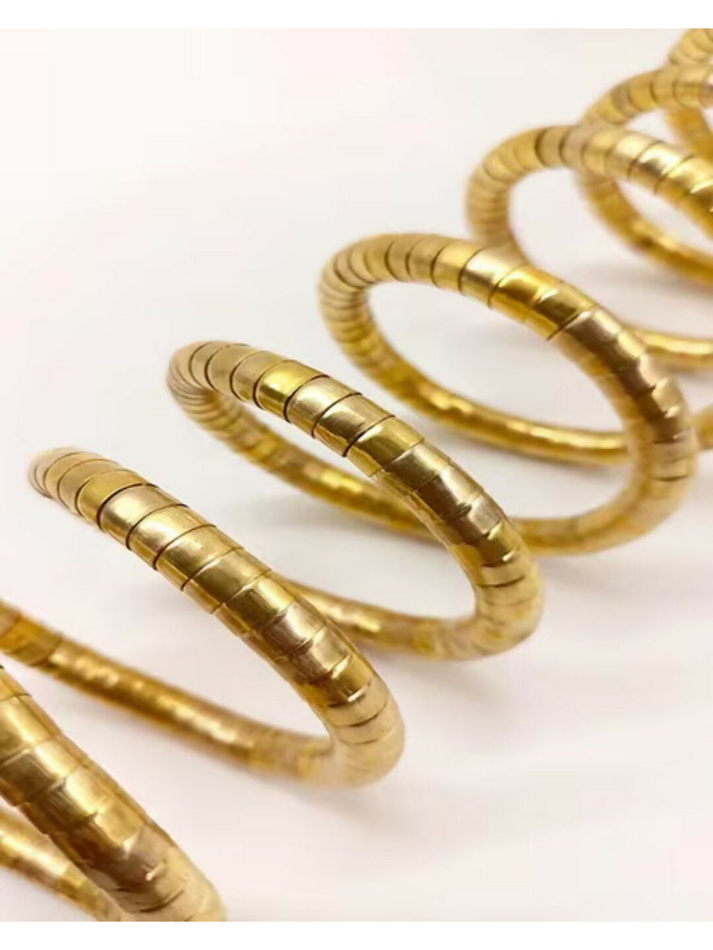 NVR Women Handmade Gold-Polished Spiral Bangle
