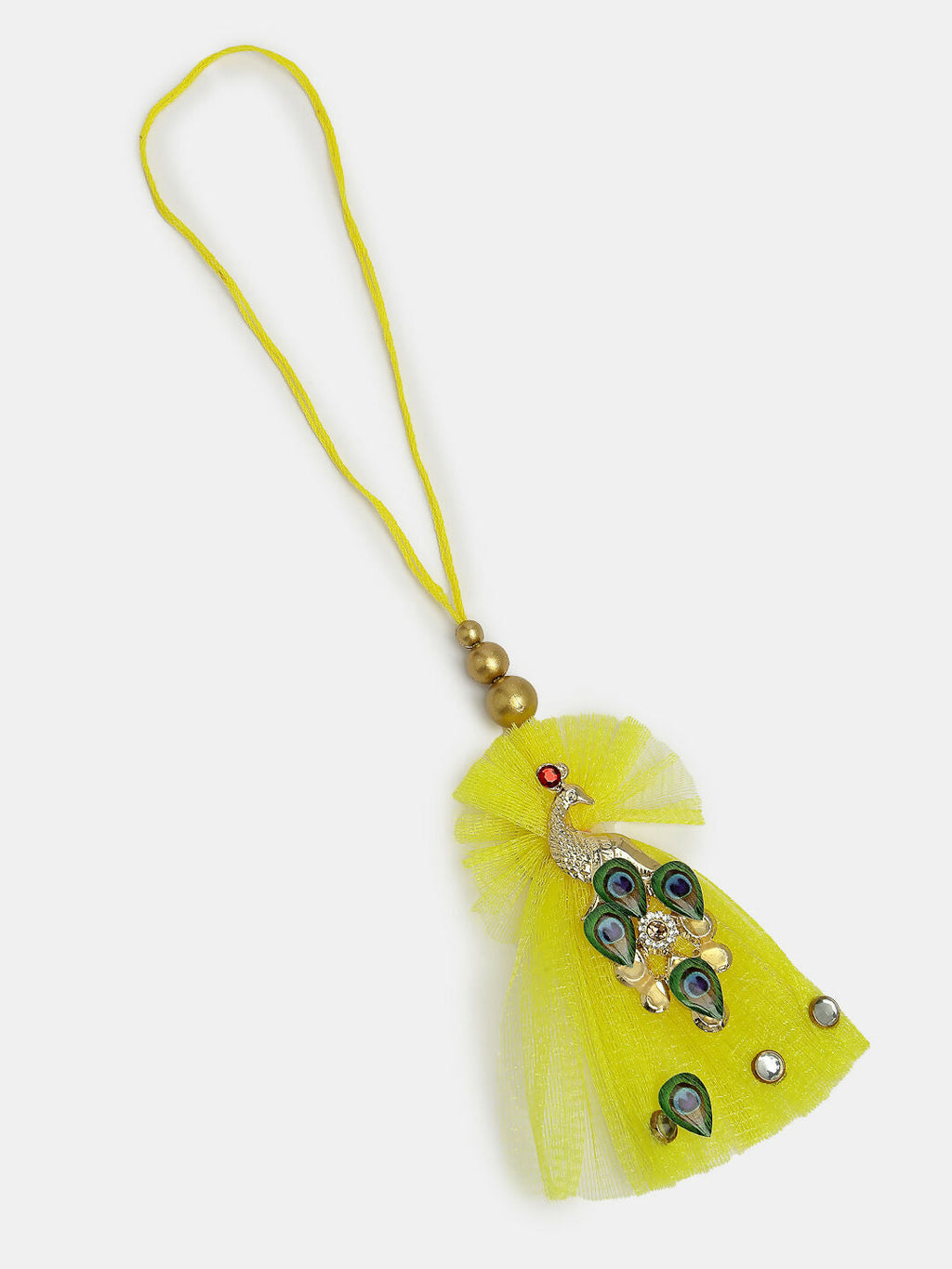 NVR Women & Men Set of 2 Yellow Peacock Design Bhaiya Bhabhi Rakhi With Roli Chawal