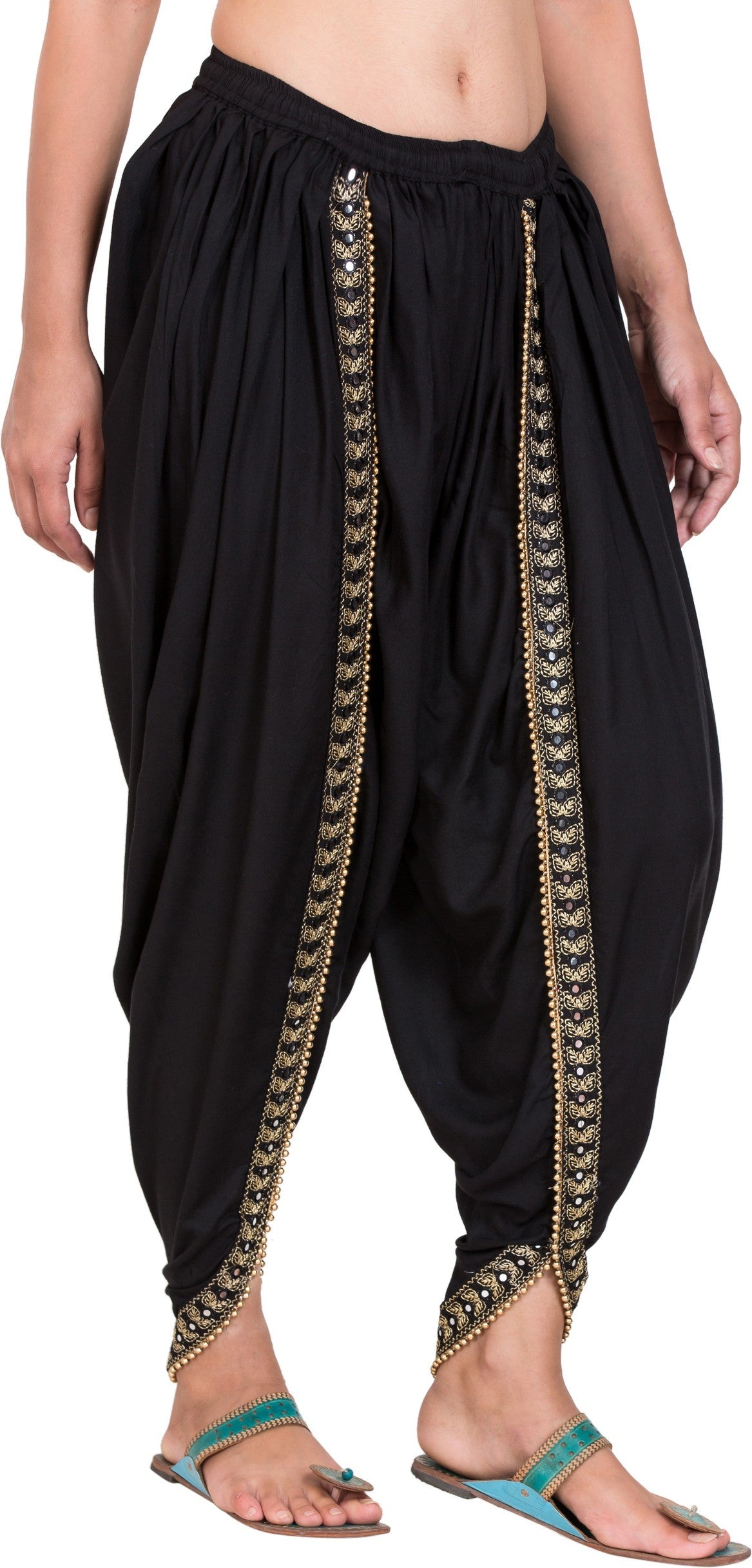 PAVONINE Black Color Embellished Beetel Rayon Fabric Patiala For Women & Girls