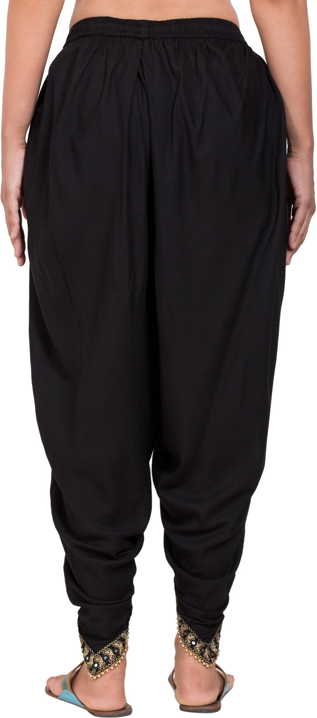 PAVONINE Black Color Embellished Beetel Rayon Fabric Patiala For Women & Girls