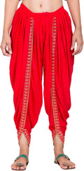 PAVONINE Red Color Embellished Beetel Rayon Fabric Patiala For Women & Girls
