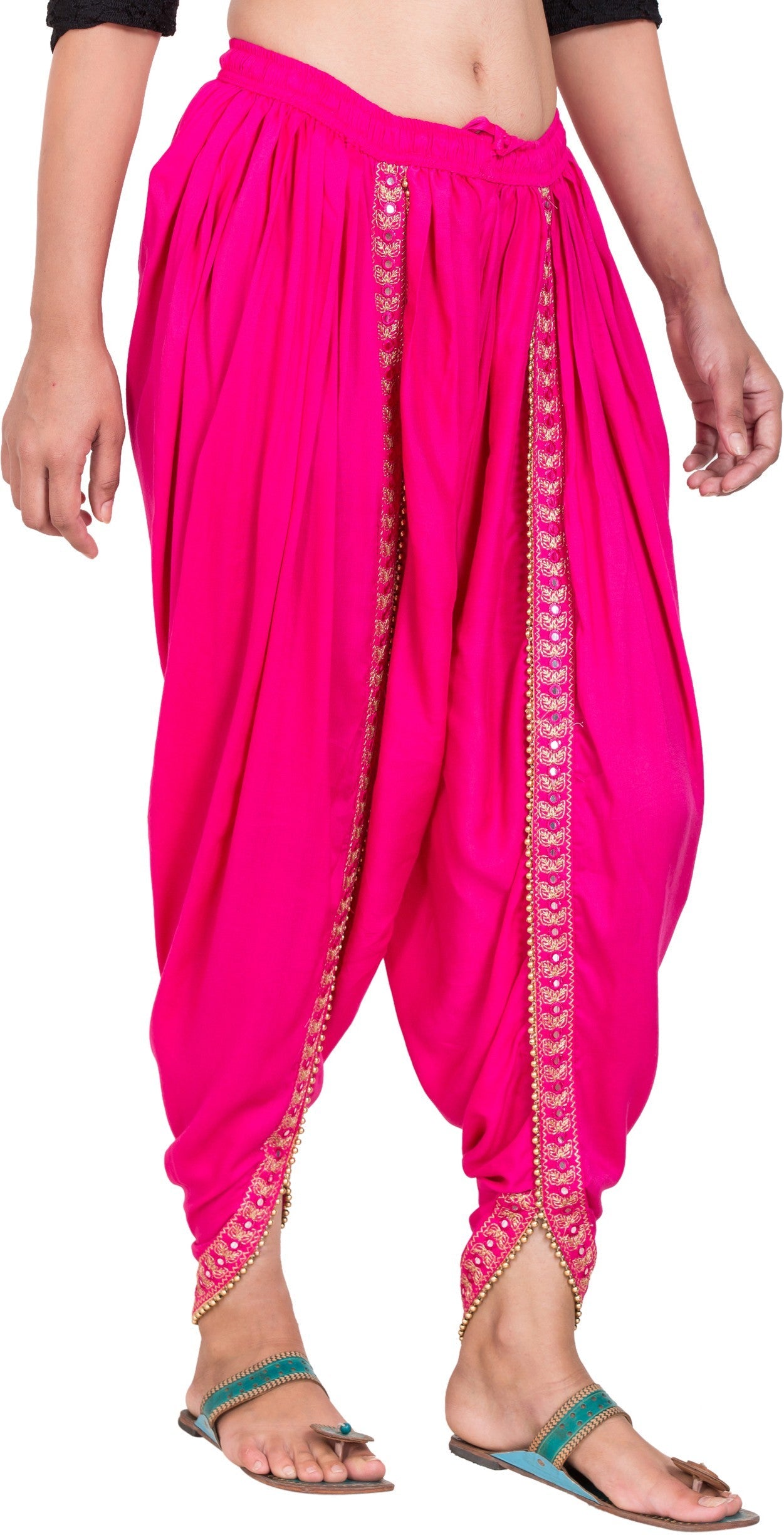 PAVONINE Rani Color Embellished Beetel Rayon Fabric Patiala For Women & Girls