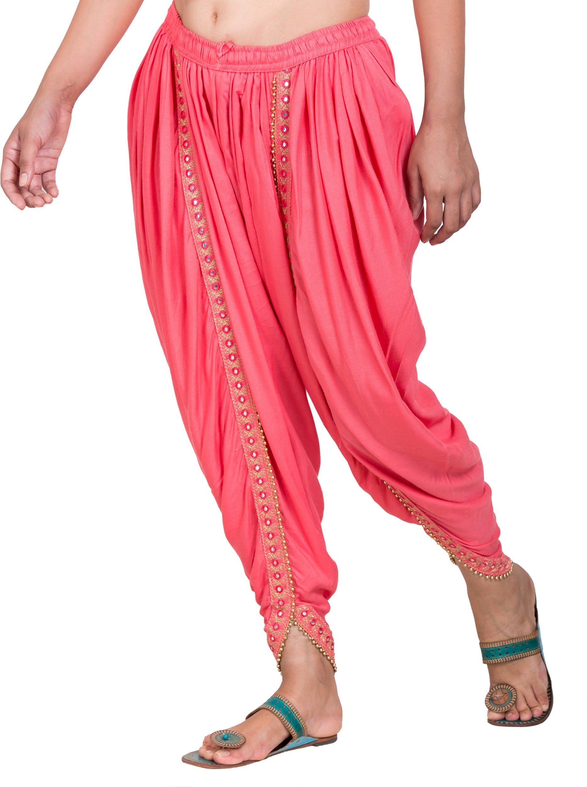 PAVONINE Gajri Color Embellished Beetel Rayon Fabric Patiala For Women & Girls