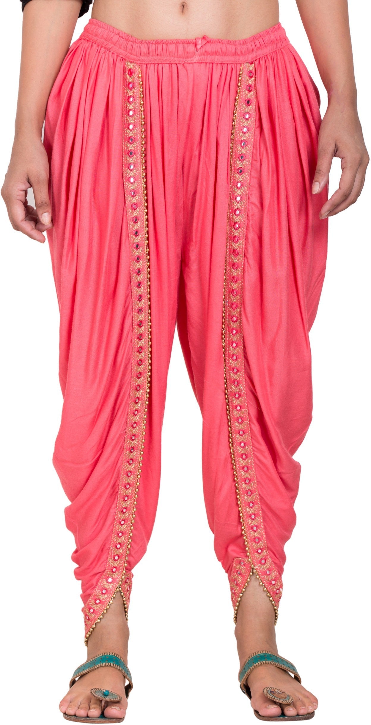 PAVONINE Gajri Color Embellished Beetel Rayon Fabric Patiala For Women & Girls