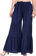 PAVONINE Navy Blue Color Solid 3-Panels Flared Sharara