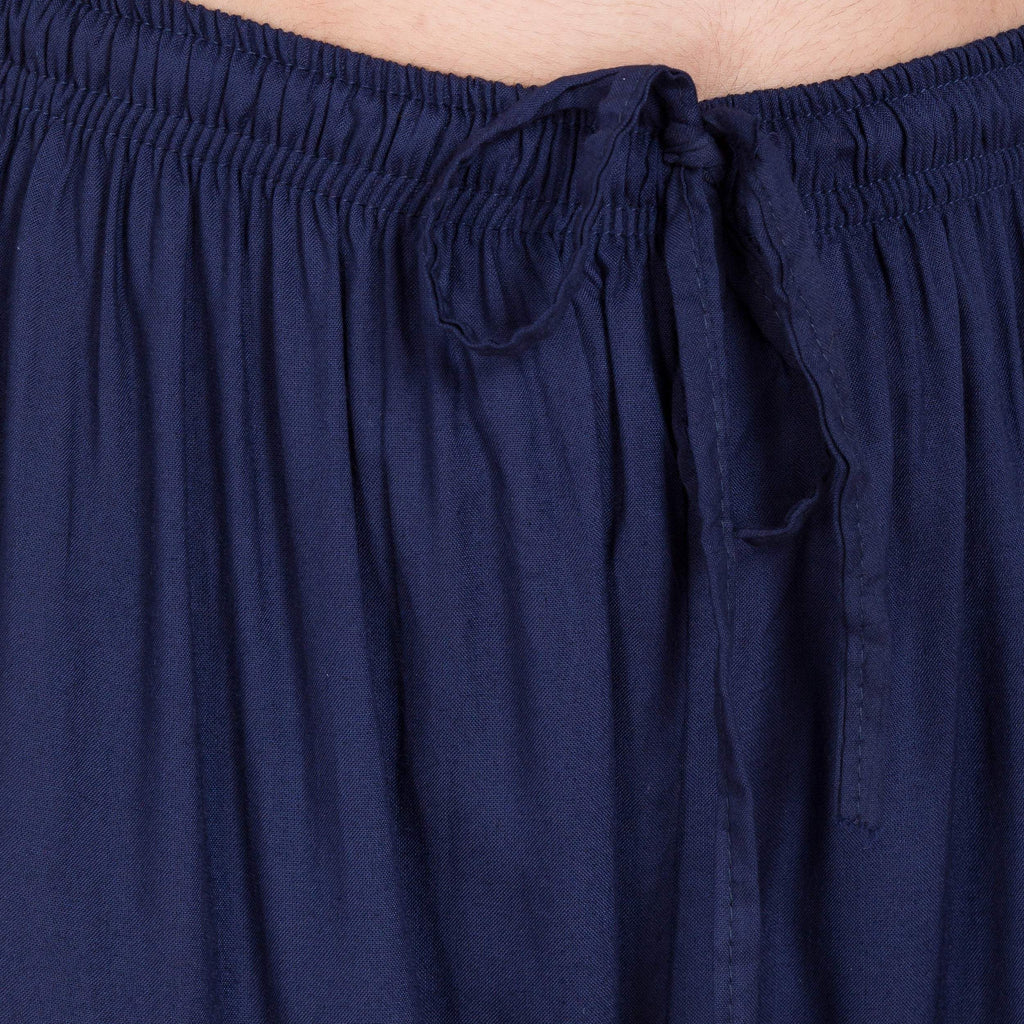 PAVONINE Navy Blue Color Solid 3-Panels Flared Sharara