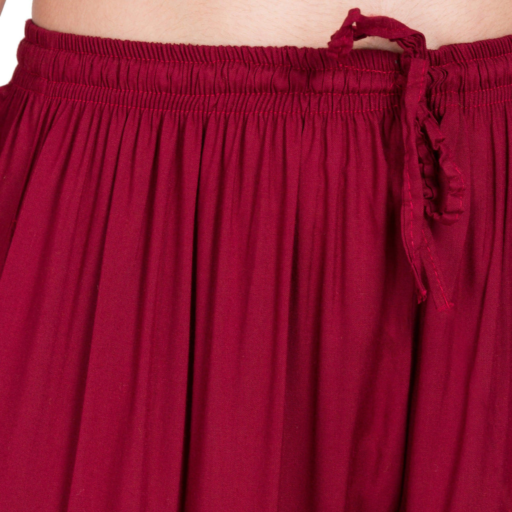 PAVONINE Maroon Color Solid 3-Panels Flared Sharara