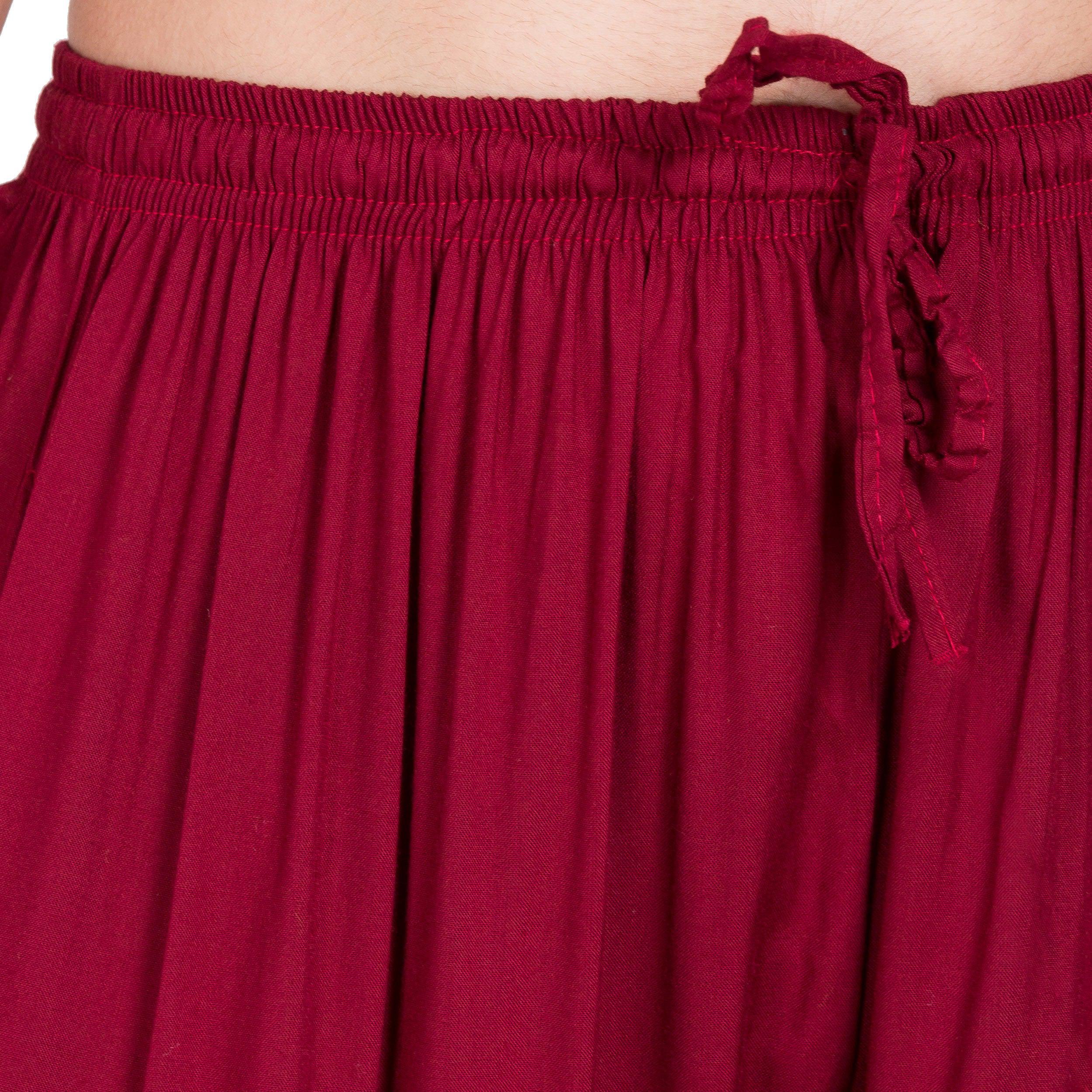 PAVONINE Maroon Color Solid 3-Panels Flared Sharara