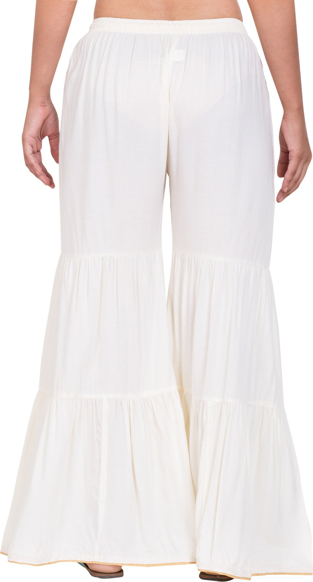 PAVONINE White Color Solid 3-Panels Flared Sharara