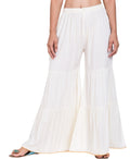 PAVONINE White Color Solid 3-Panels Flared Sharara