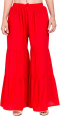 PAVONINE Red Color Solid 3-Panels Flared Sharara