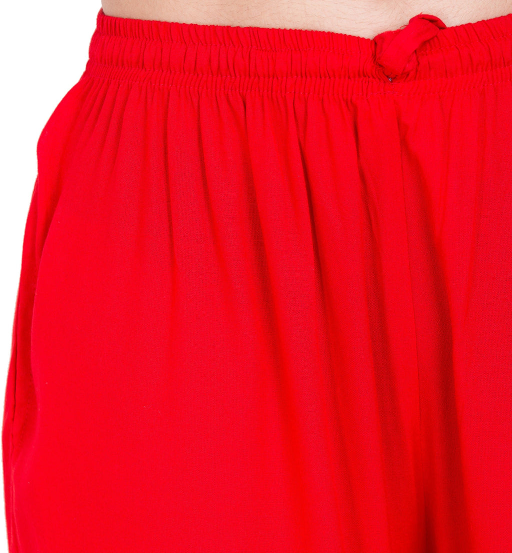 PAVONINE Red Color Solid 3-Panels Flared Sharara