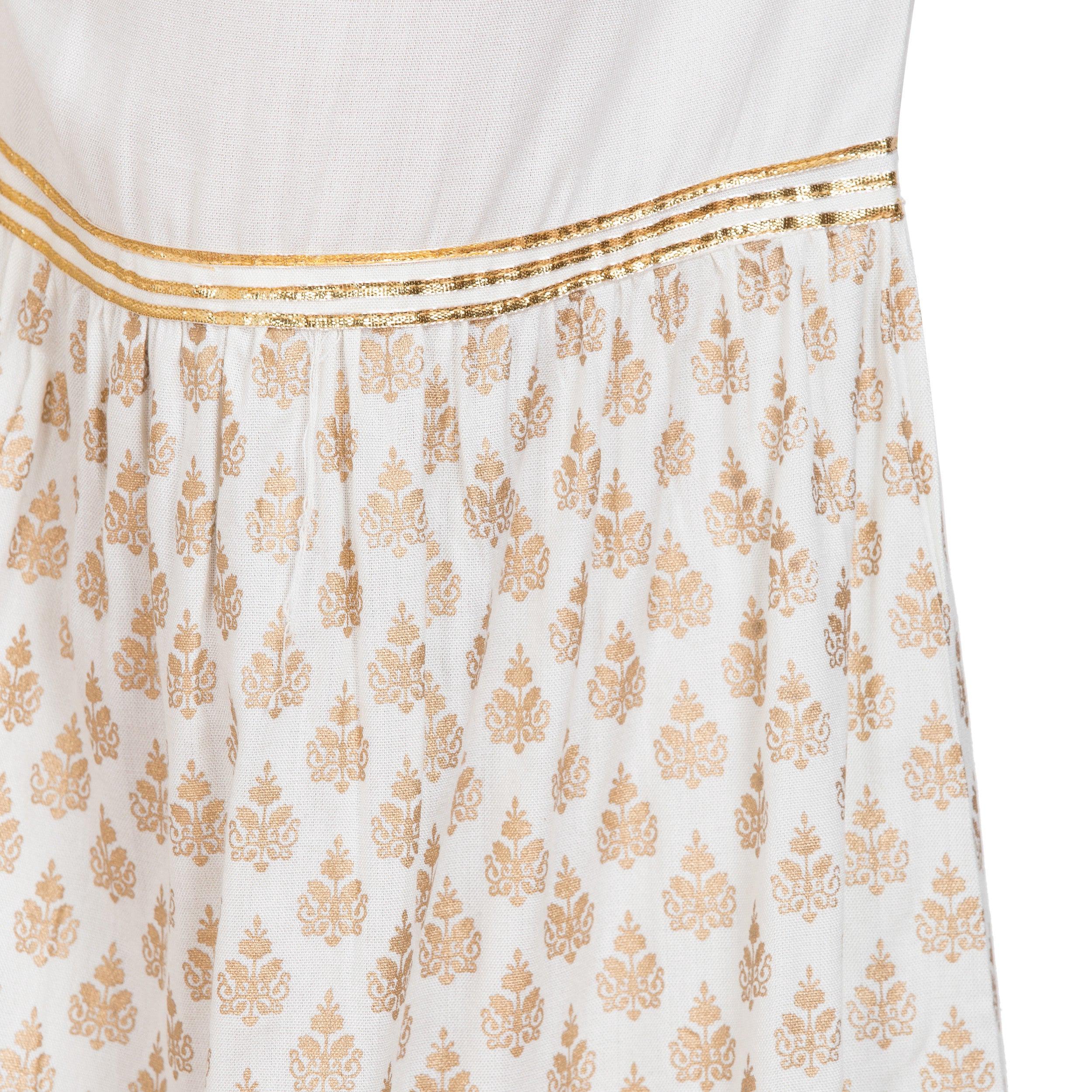 PAVONINE Off-White Color 3-Panels Sequence Printed Flared Sharara For Women & Girls