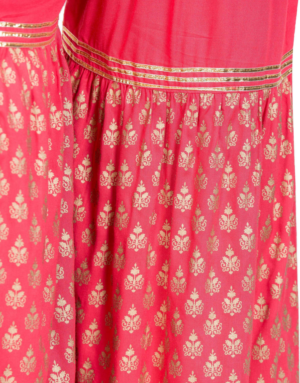 PAVONINE Gajri Color 3-Panels Sequence Printed Flared Sharara For Women & Girls