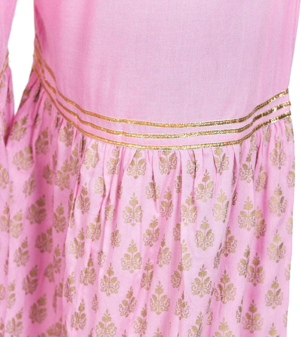 PAVONINE Pink Color 3-Panels Sequence Printed Flared Sharara For Women & Girls