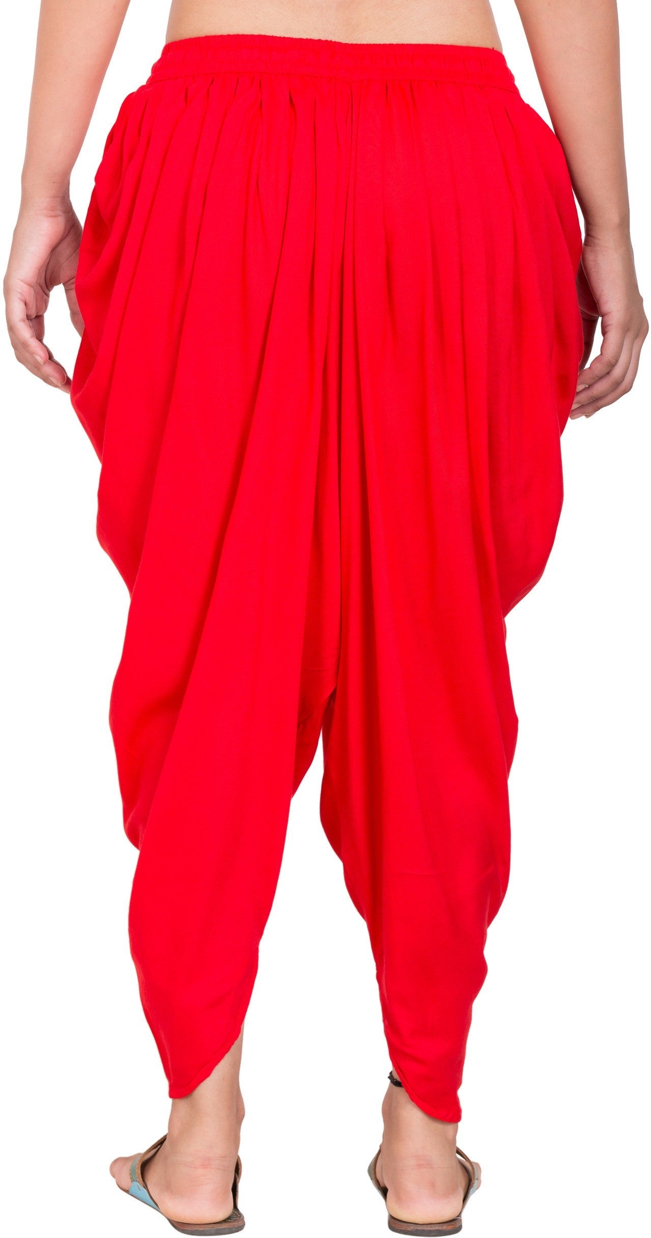 PAVONINE Red Color Solid Beetel Rayon Fabric Patiala For Women & Girls