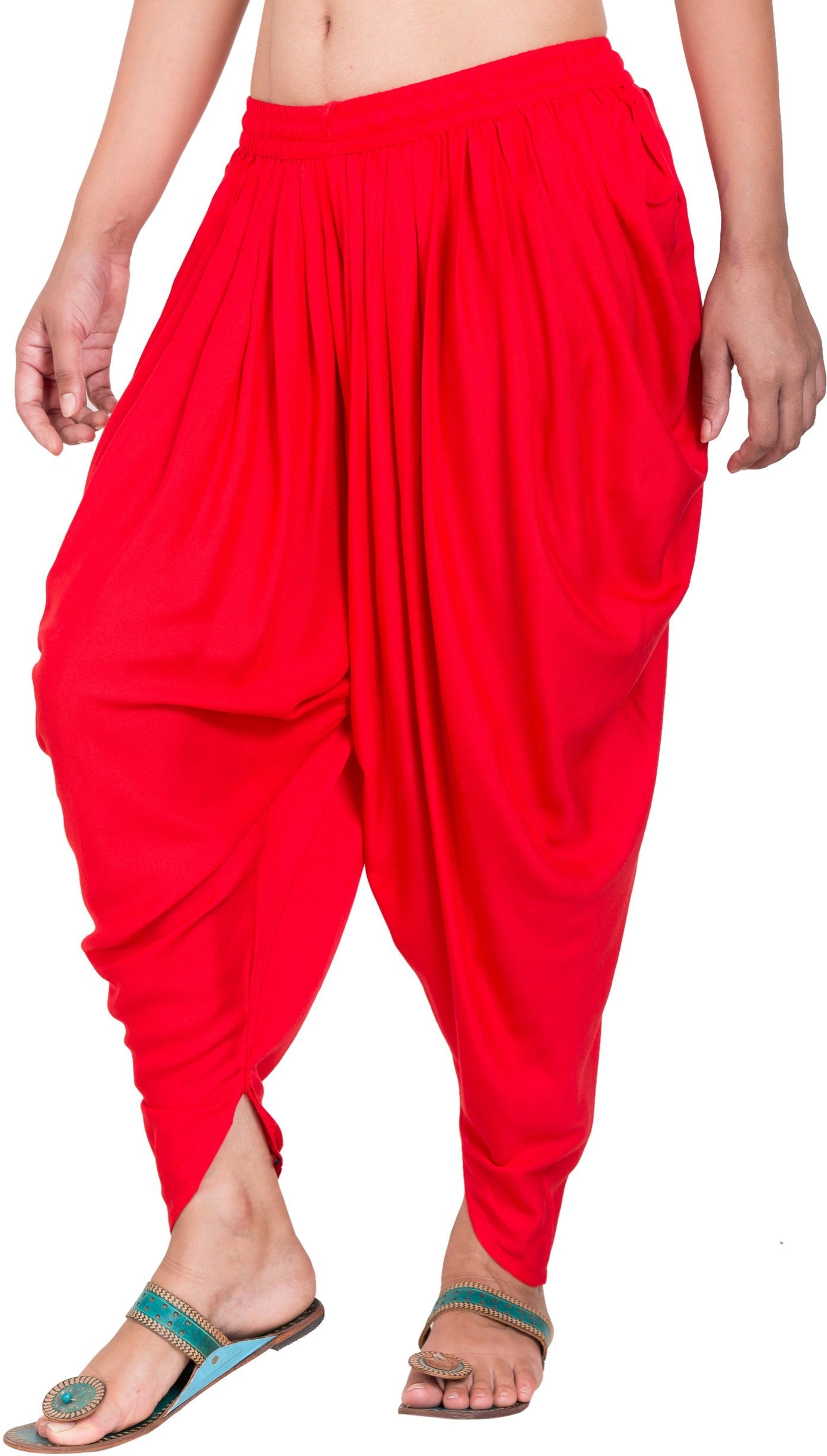 PAVONINE Red Color Solid Beetel Rayon Fabric Patiala For Women & Girls