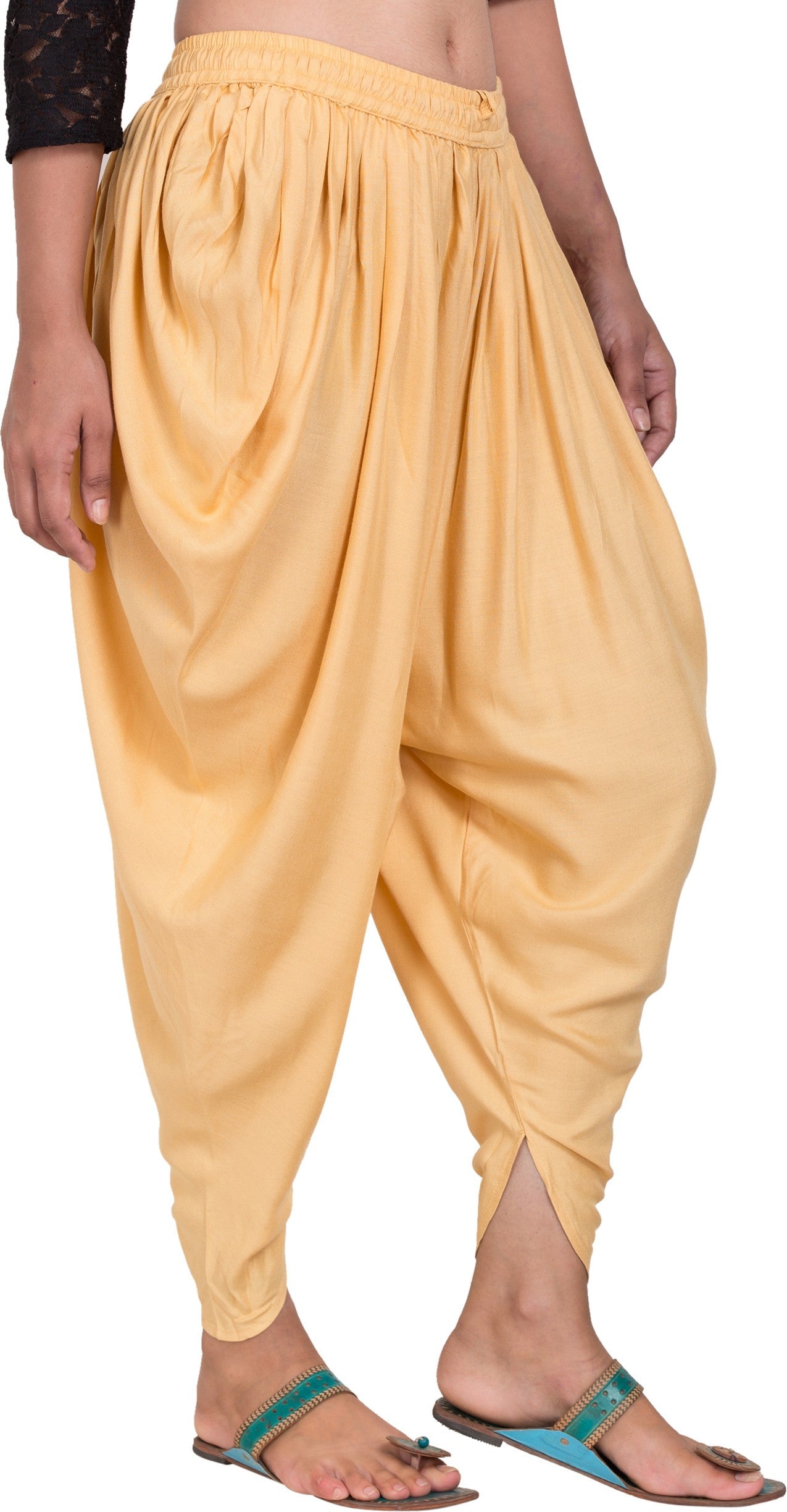 PAVONINE Beige Color Solid Beetel Rayon Fabric Patiala For Women & Girls