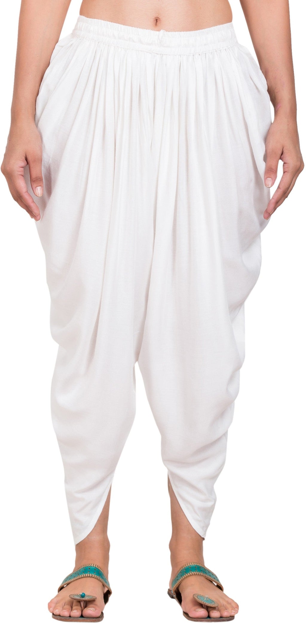 PAVONINE White Color Solid Beetel Rayon Fabric Patiala For Women & Girls
