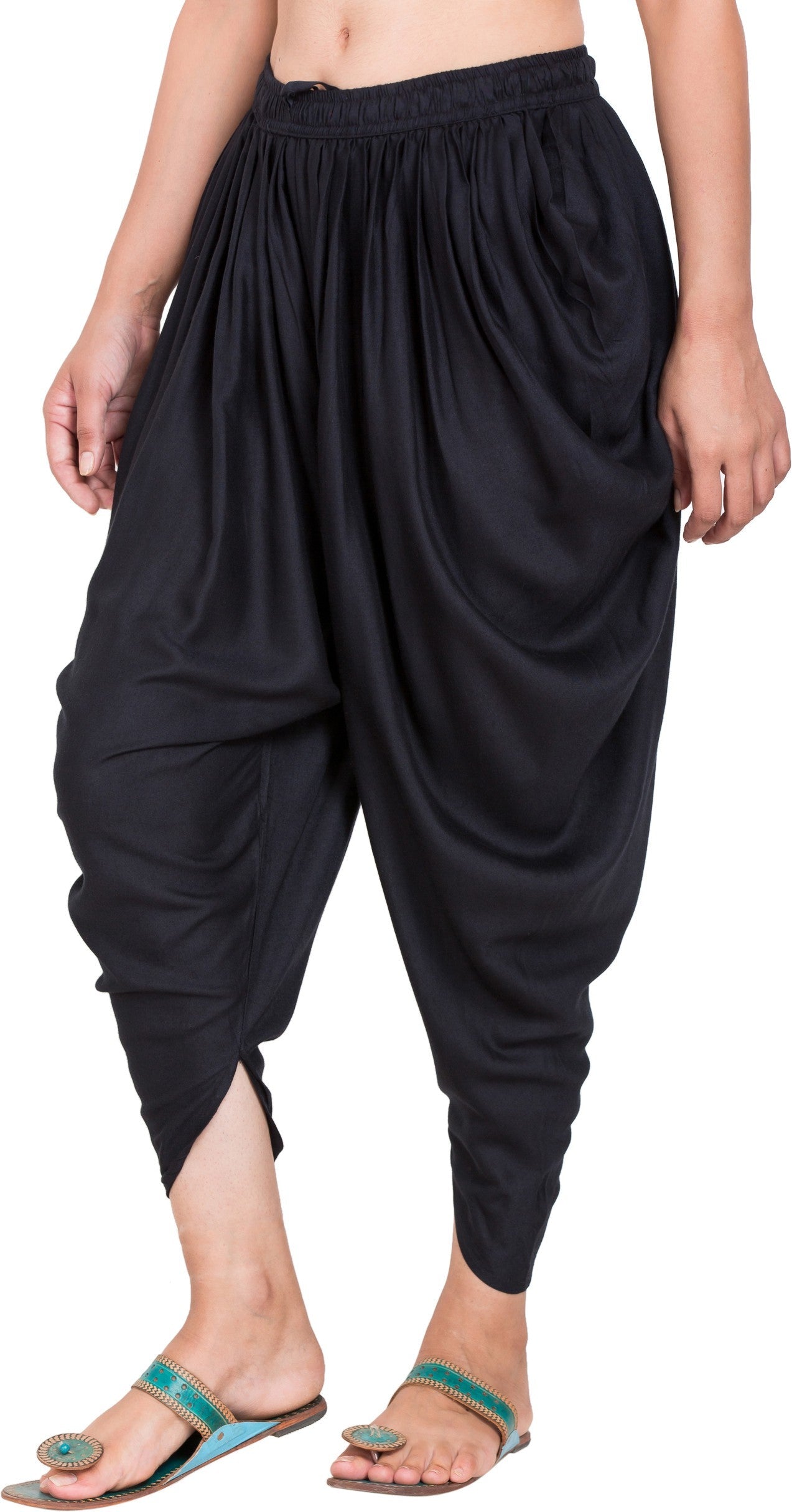 PAVONINE Black Color Solid Beetel Rayon Fabric Patiala For Women & Girls