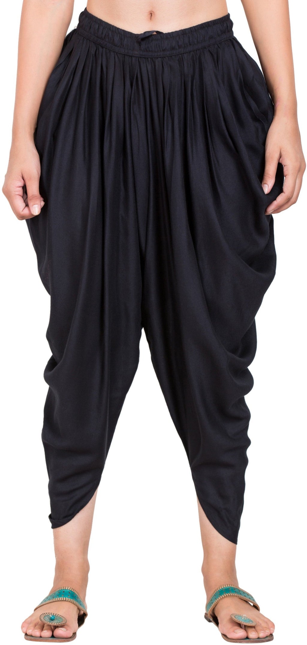 PAVONINE Black Color Solid Beetel Rayon Fabric Patiala For Women & Girls