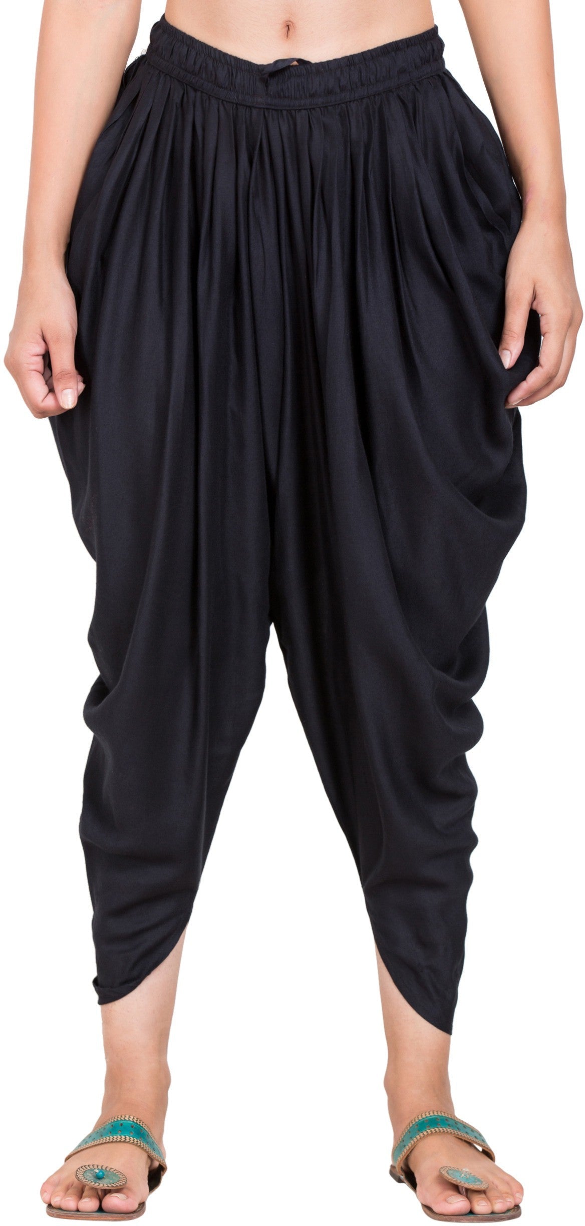 PAVONINE Black Color Solid Beetel Rayon Fabric Patiala For Women & Girls