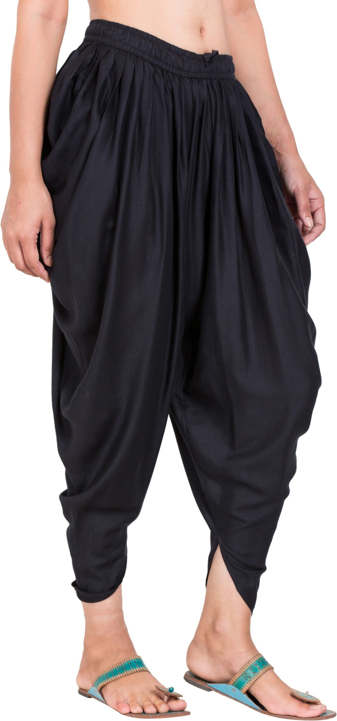 PAVONINE Black Color Solid Beetel Rayon Fabric Patiala For Women & Girls
