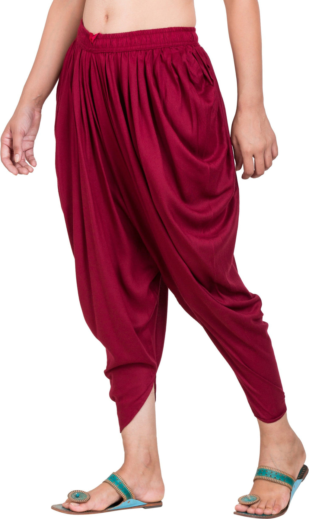 PAVONINE Maroon Color Solid Beetel Rayon Fabric Patiala For Women & Girls