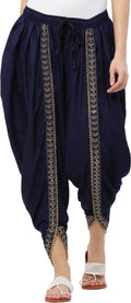 PAVONINE Navy Blue Color Embellished Beetel Rayon Fabric Patiala For Women & Girls