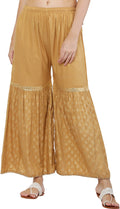 PAVONINE Beige Color 3-Panels Sequence Printed Flared Sharara For Women & Girls