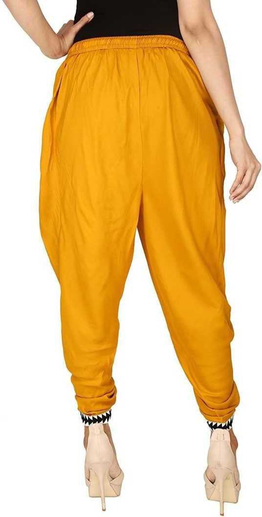 PAVONINE Mustard Color Embellished Beetel Rayon Fabric Patiala For Women & Girls