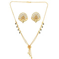 AanyaCentric Gold-Polished Short Mangalsutra Set with Earrings