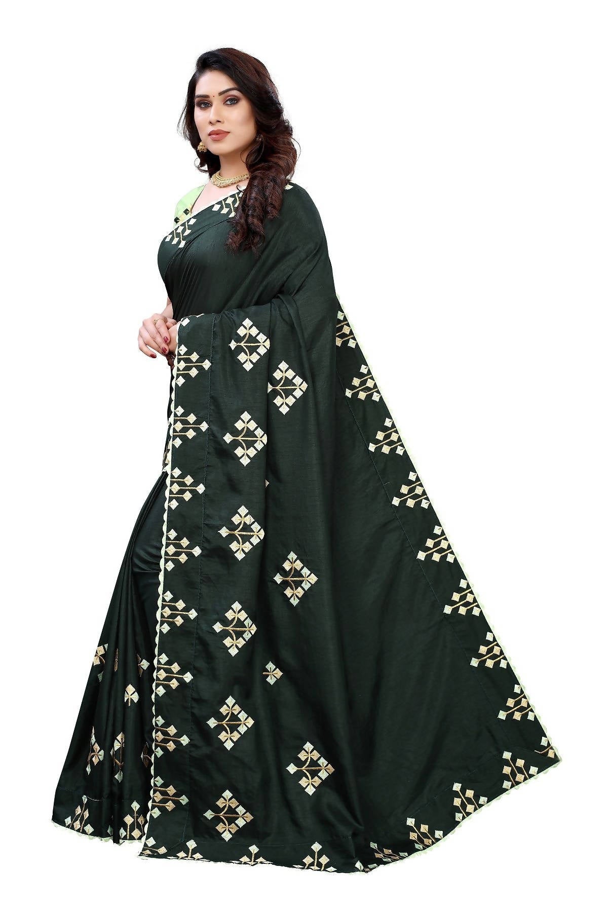 Vamika Green Dola Silk Embroidery Saree (JENY GREEN)