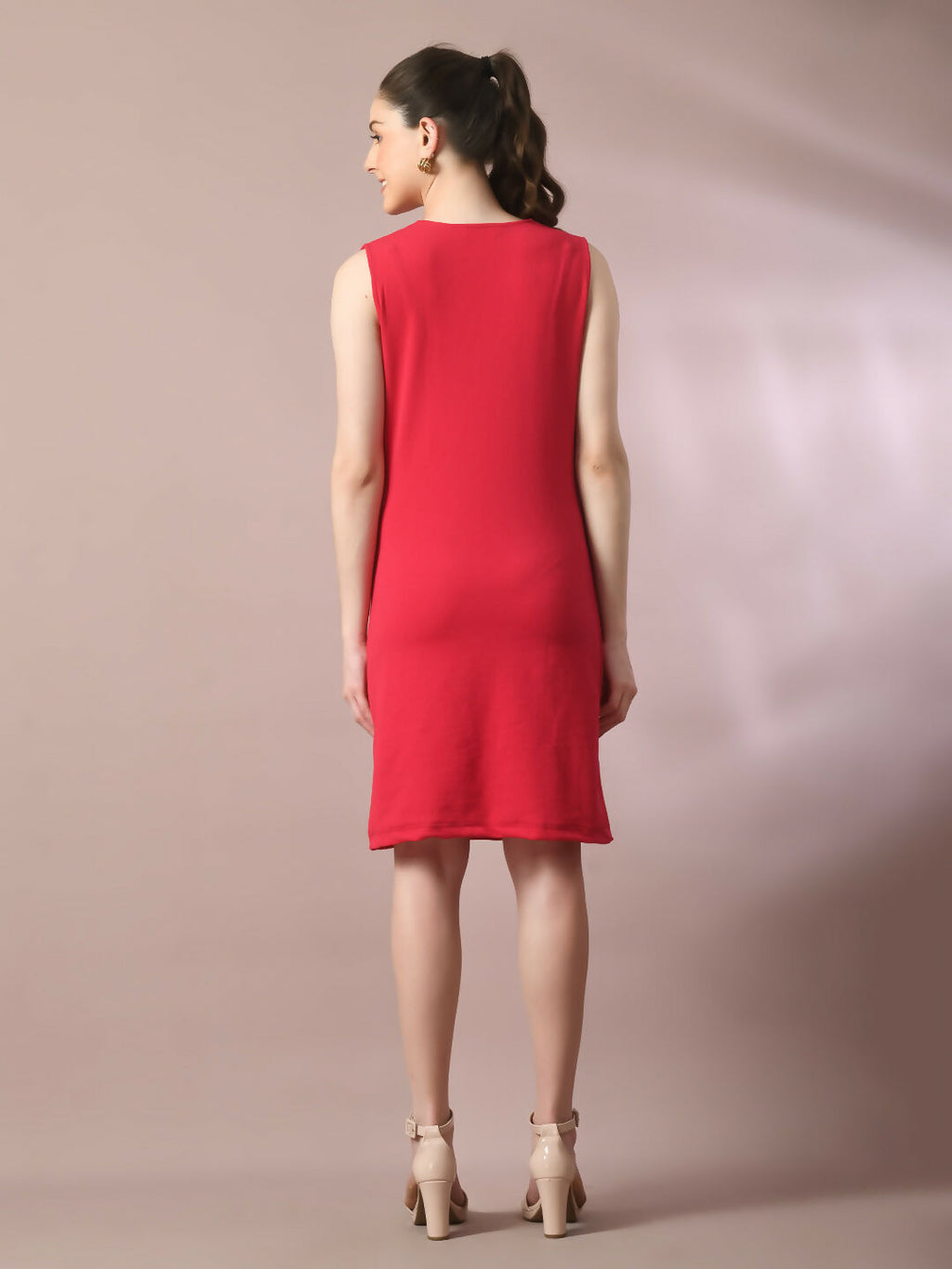Myshka Women's Pink Solid Cowl Neck Bodycon Party Dress