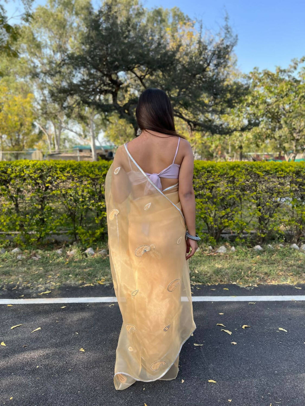 Vamsee Yellow Organza Saree