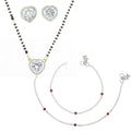 AanyaCentric Gold-Polished Mangalsutra Pendant Earring Set & Silver Plated Anklet