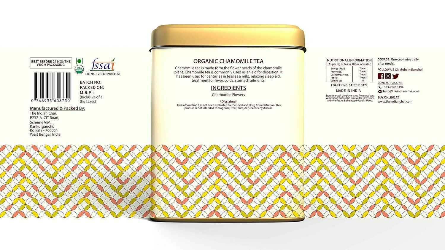 The Indian Chai - Organic Chamomile Tea 30 Pyramid Tea Bags