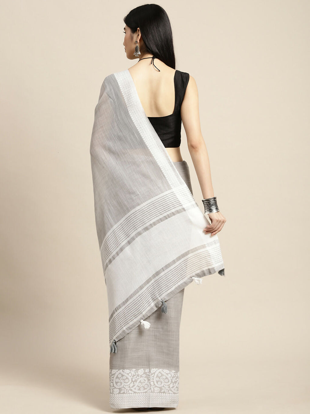 Shree Shyam Fashion Linen Grey Saree