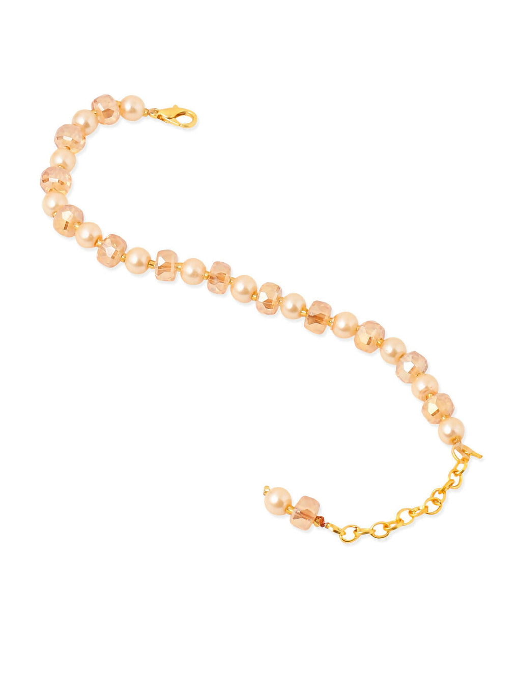 NVR Women Gold Toned Artificial Beads Wraparound Bracelet