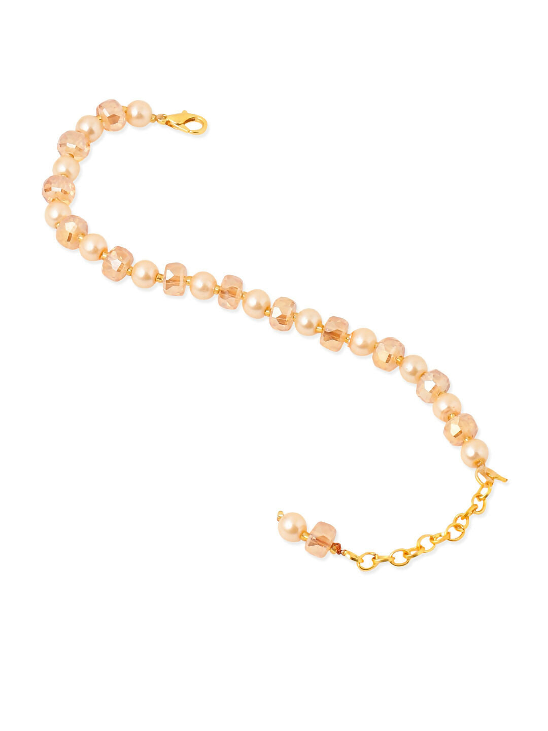 NVR Women Gold Toned Artificial Beads Wraparound Bracelet