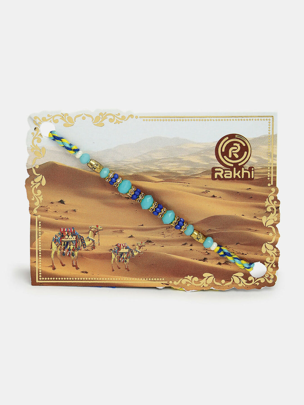 NVR Women & Men Set of 4 Blue Evil Eye Charm Rakhi With Roli Chawal