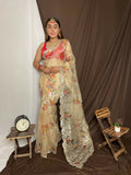 Vamsee Yashodha White Organza Saree