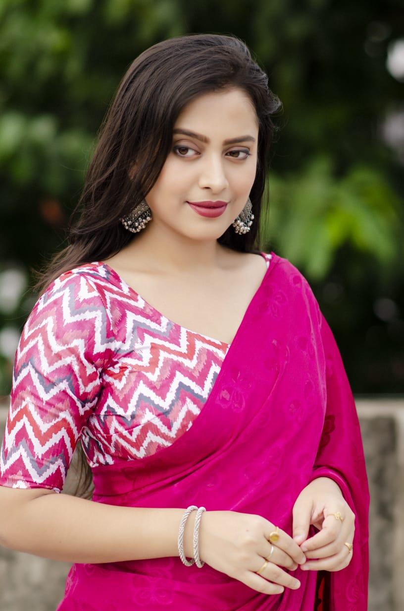 Rani Silk Blend Ethnic Motifs Saree with Unstitched Blouse - Hiral Fashion