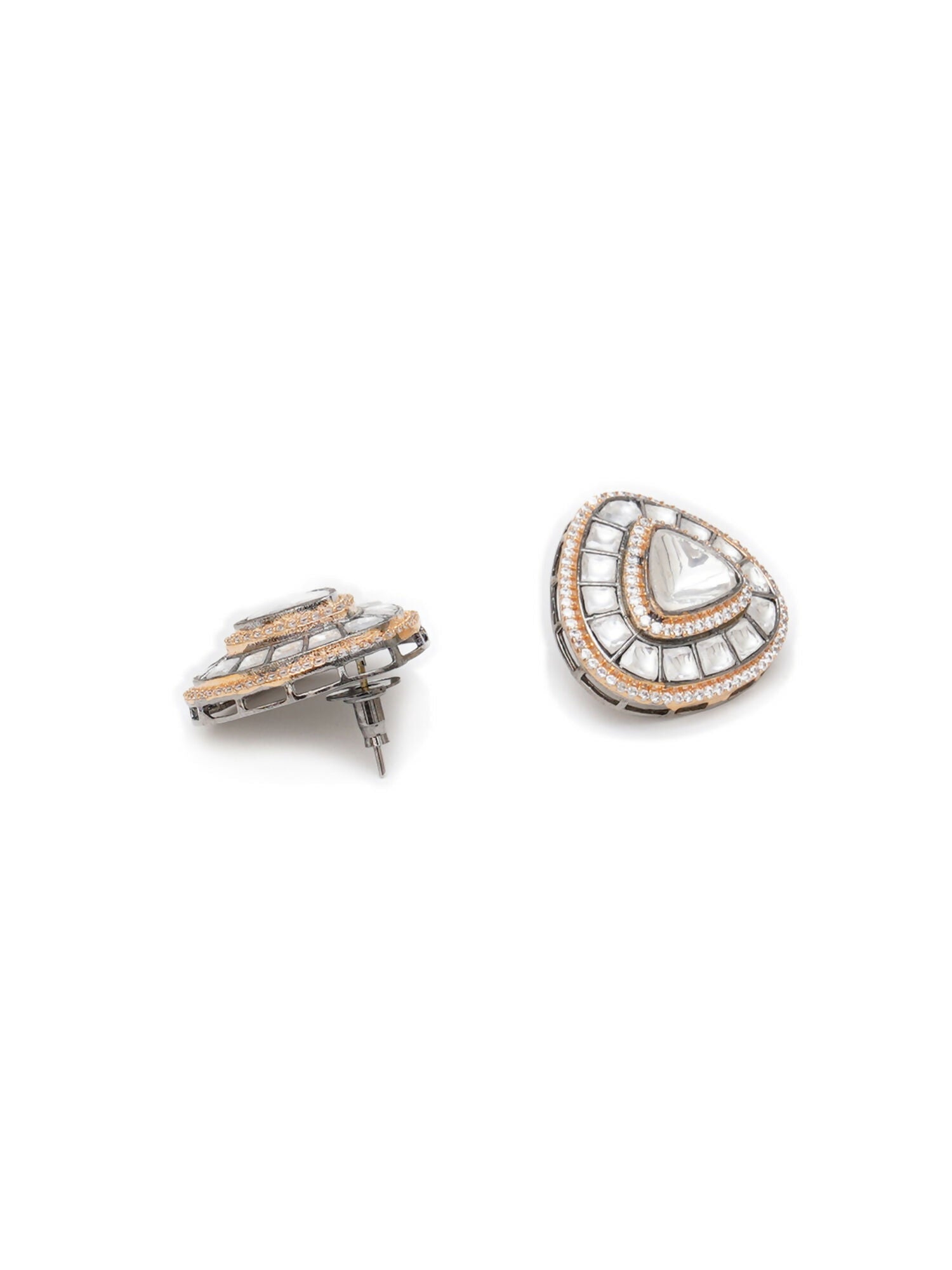 Kundan Earrings (silver) - Ruby Raang
