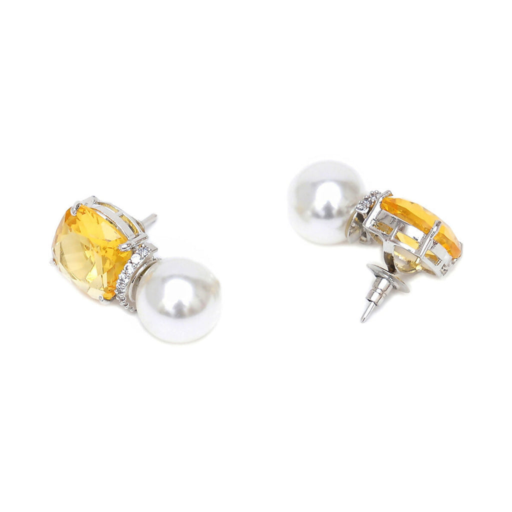 Yellow Pearl Studs- Ruby Raang