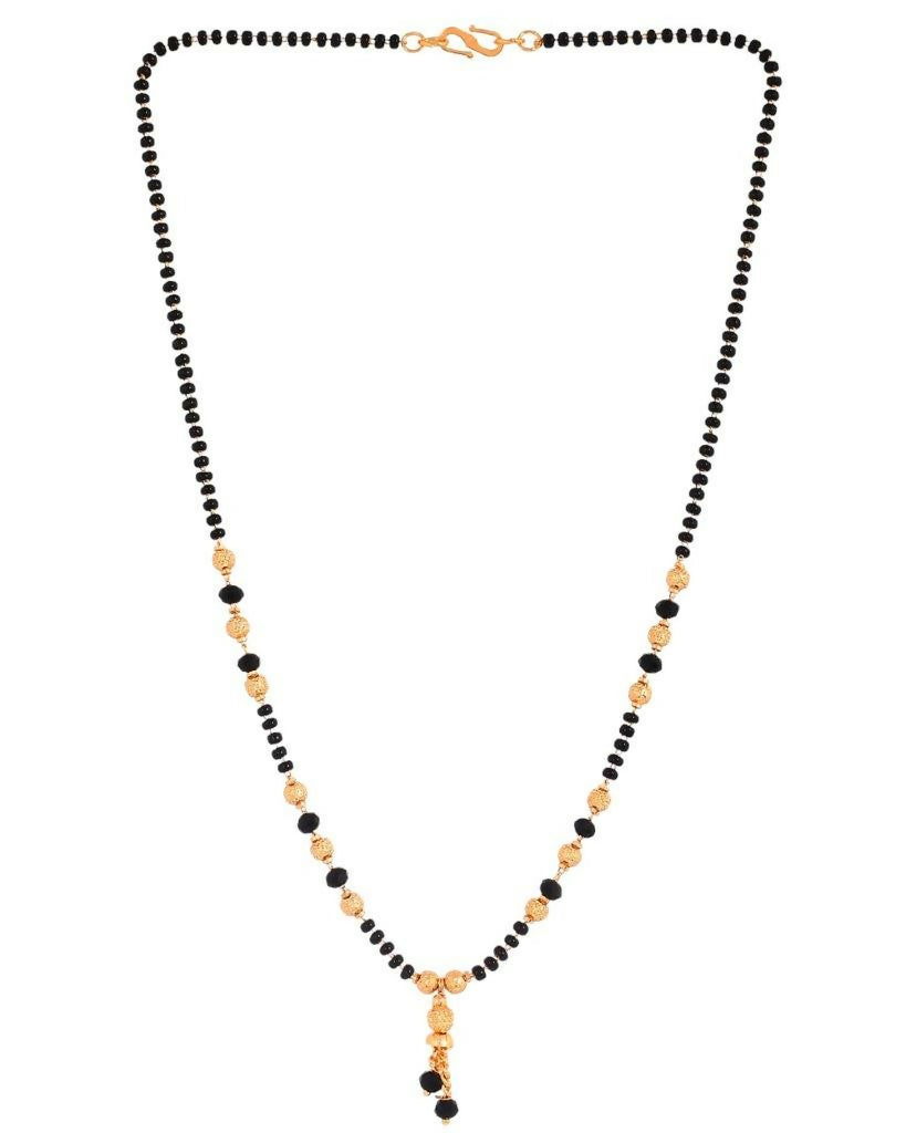 VOJ Gold-Polished Round Design Beaded Chain Mangalsutra