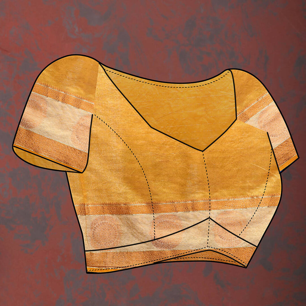 Lorenvalley Fashion Orange Cotton with Woven Design Zari Weaving Saree