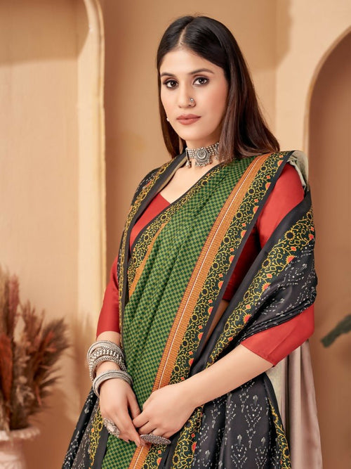 Aayaa Designer Winter Collection Printed Saree With Shawl - Multi Color