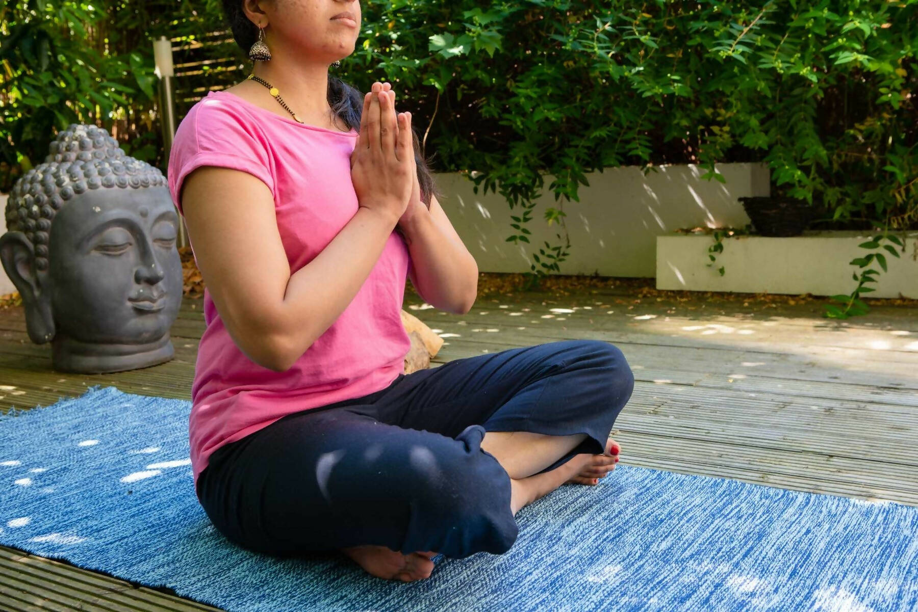 Karpasa London Handmade Yoga Mat Blue Organic Cotton