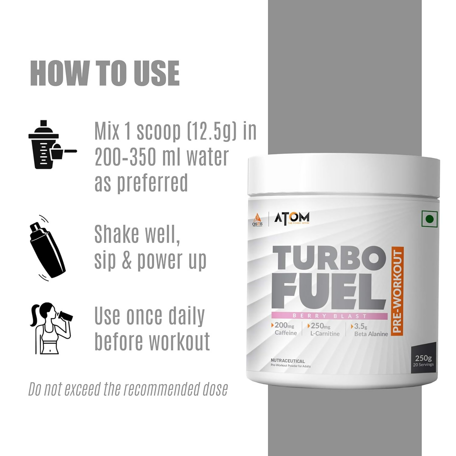 As-It-Is Atom Turbo Fuel Pre-Workout Formula Berry Blast Flavour